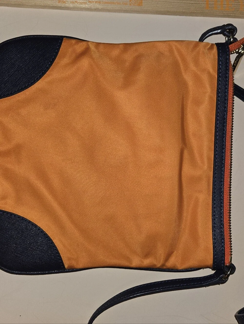 Stained Tory Burch _Navy & Orange Crossbody Bag - Compact Men’s Shoulder Bag